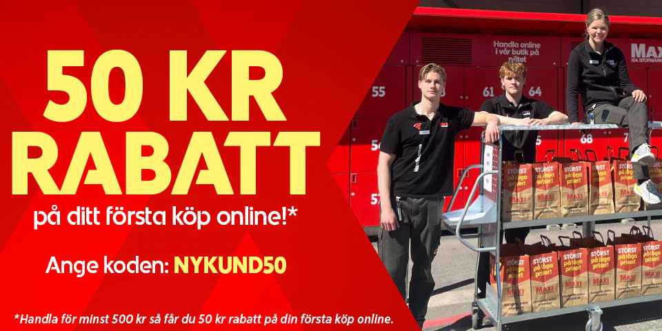 50 kr rabatt på ditt första kör om du handlar över 500 kr, använd koden NYKUND50