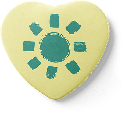 Badge Heart Yellow Sun