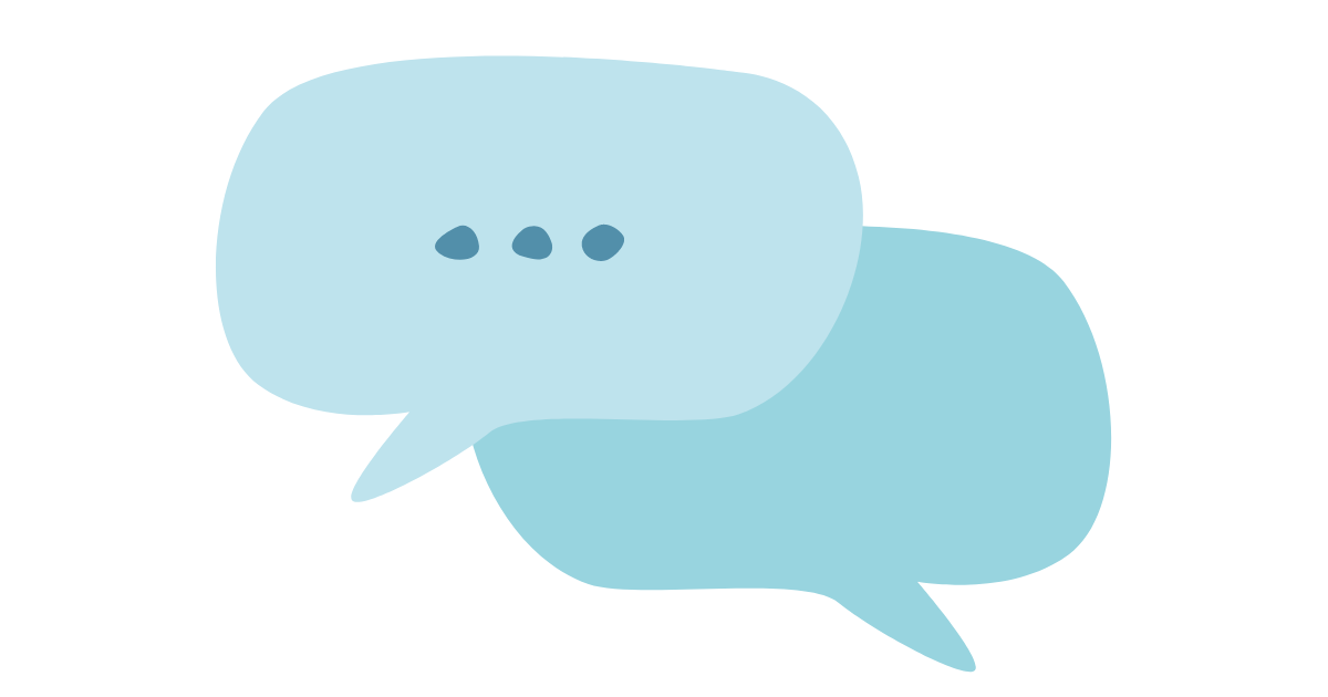 two blue speech bubbles