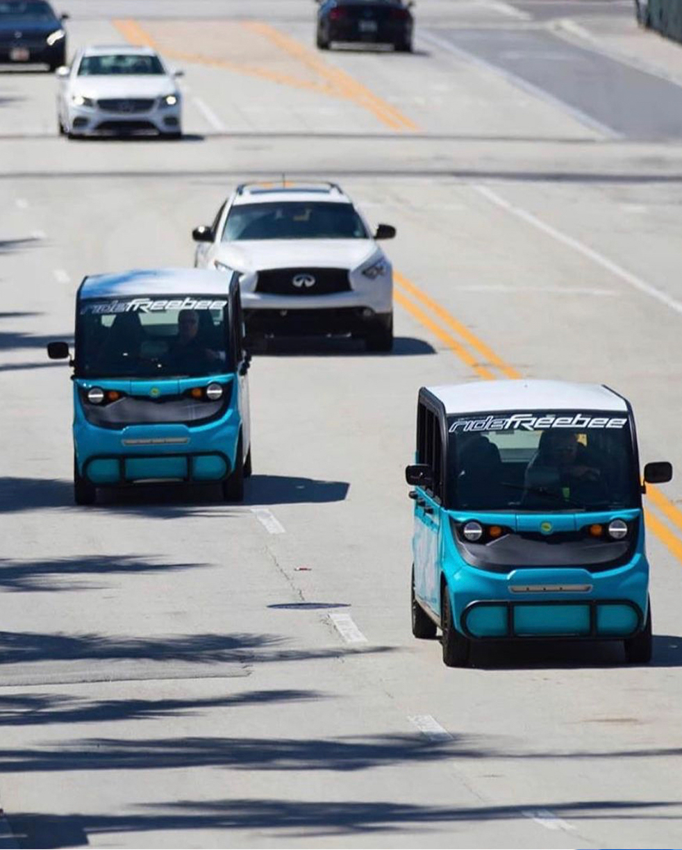 Freebee vehicles on road