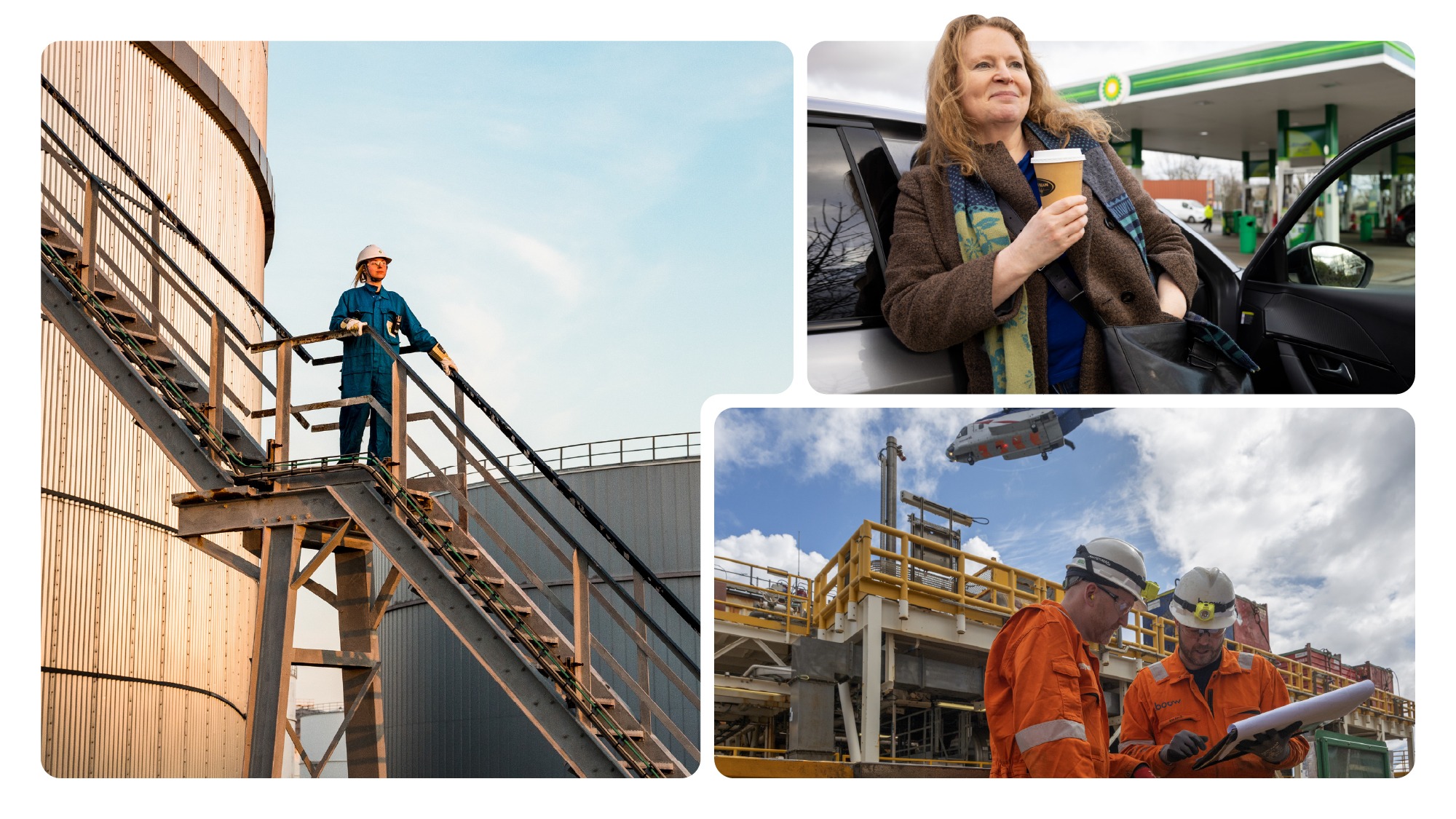 Montage of images highlighting bp's strategy