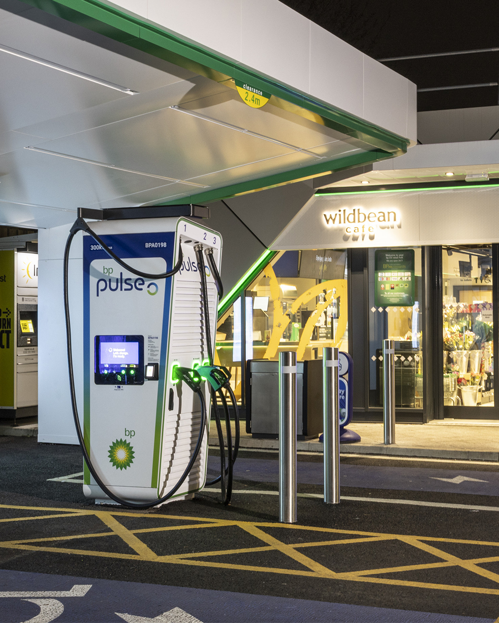 The bp pulse charging and convenience hub in London