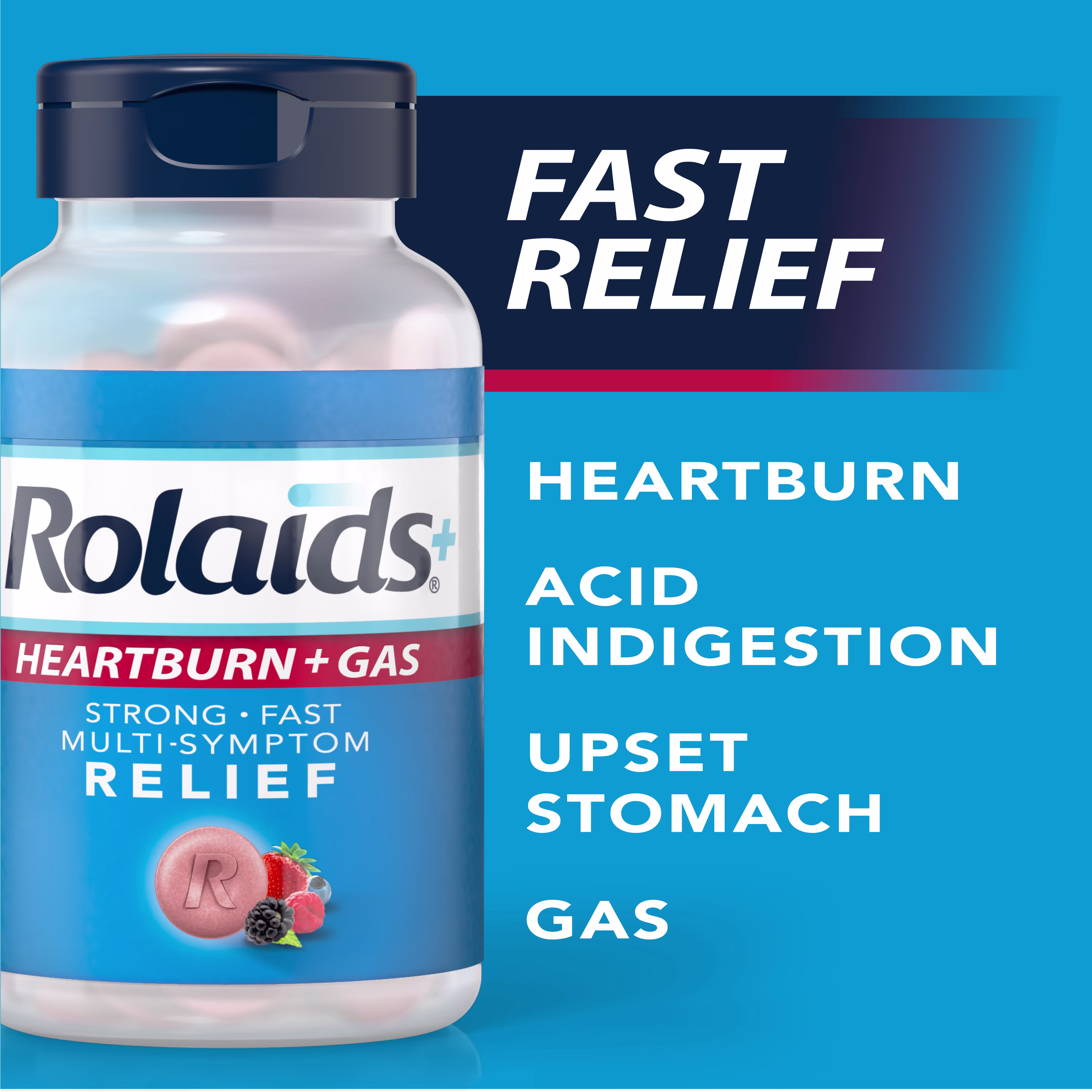 Rolaids® Advanced Antacid Plus Anti-Gas Chewable Tablets - H+G Bottle Berry - 117077802