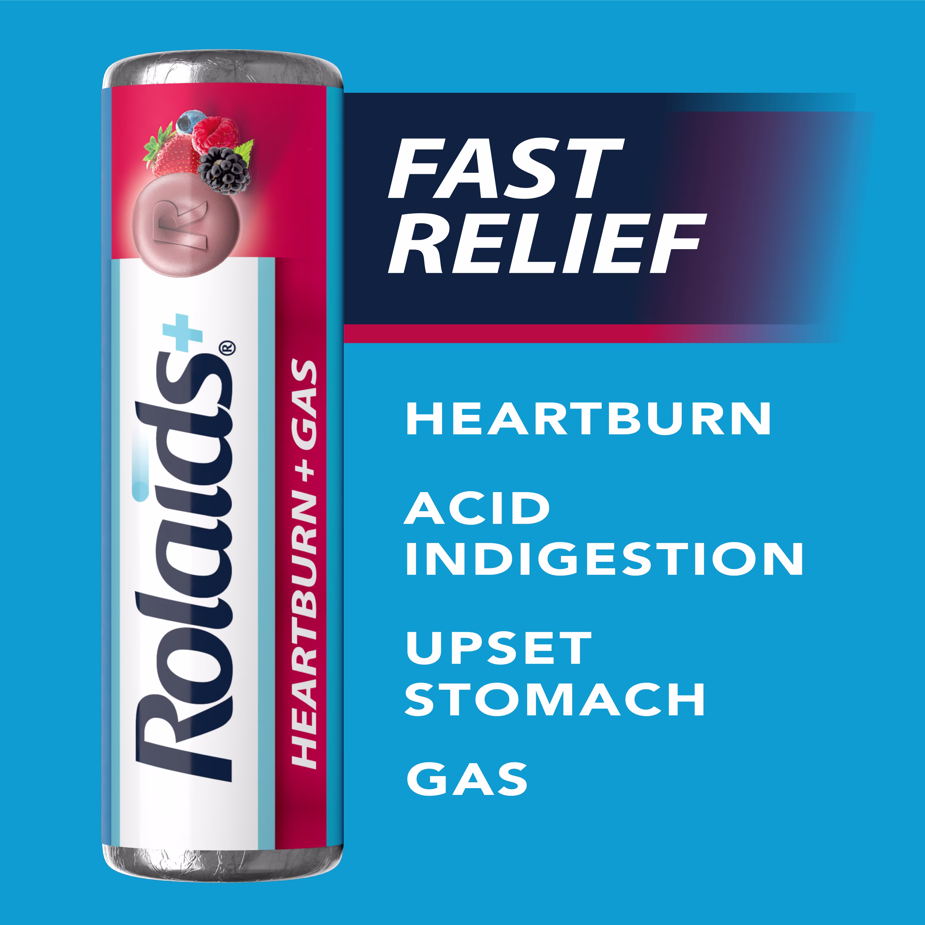 Rolaids® Advanced Antacid Plus Anti-Gas Chewable Tablets - H+G 1x10 Berry - 117077599