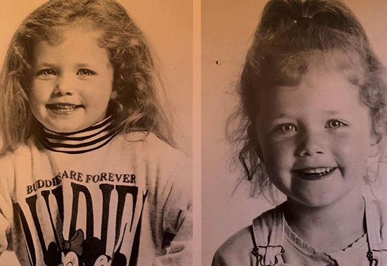 Two images of Jess Impiazzi as a child