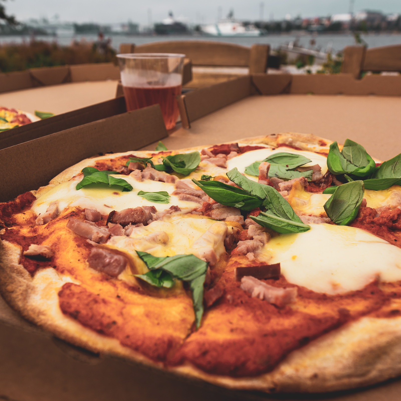 Cafe Kobben at Katajanokanluoto serves delicious pizzas made with a tomato-strawberry sauce