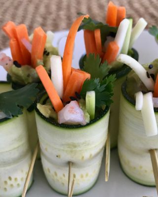 veggie rolls up close on a plate 