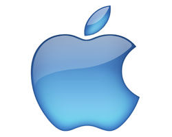 Apple inc logo in blue