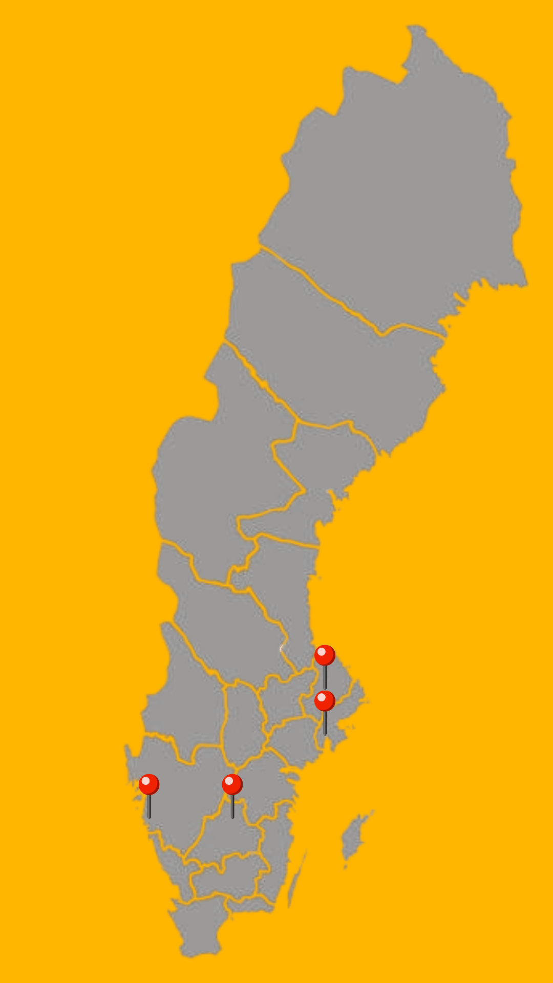 Sweden map with club locations