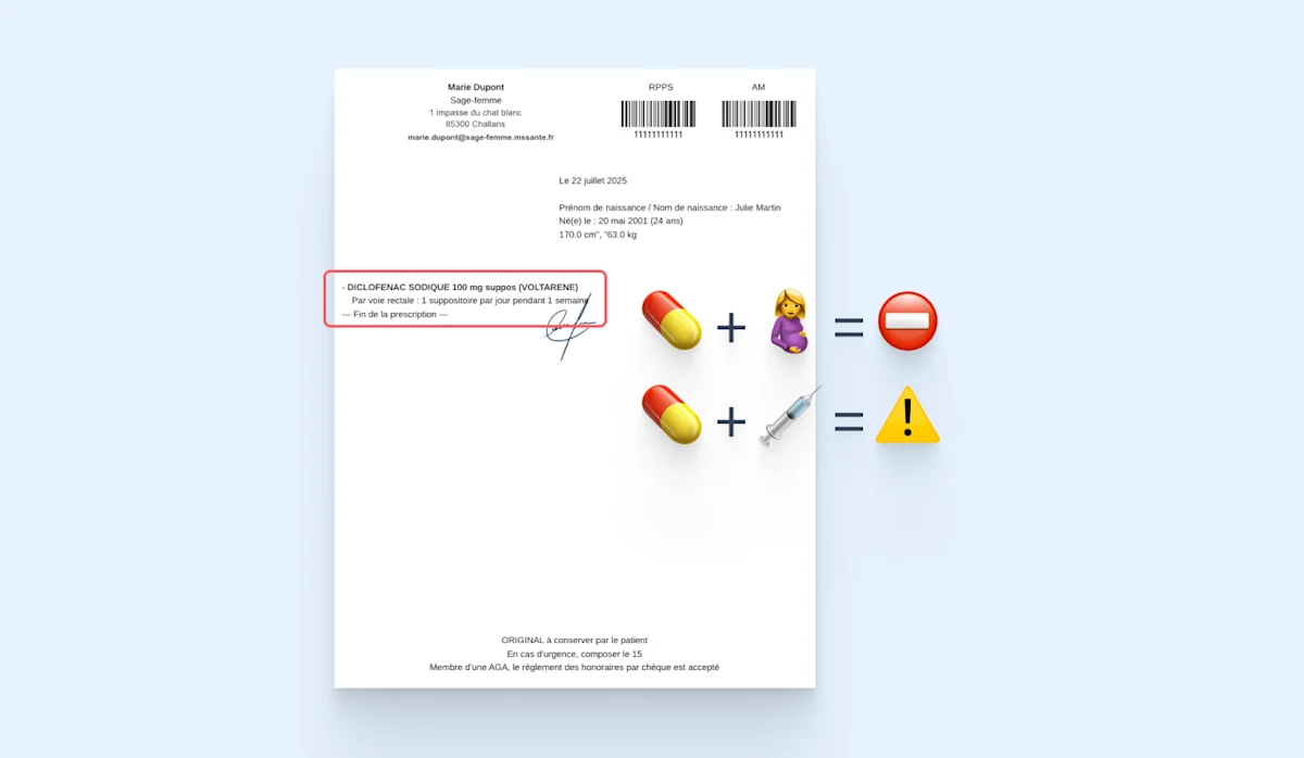 Visuelle d'ordonnance avec des alertes