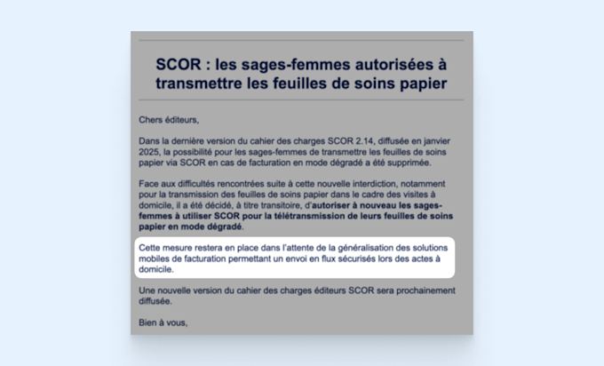 Capture du mail SESAM Vitale