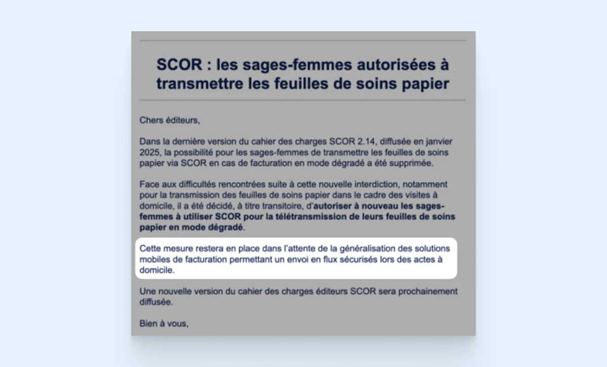 Capture du mail SESAM Vitale