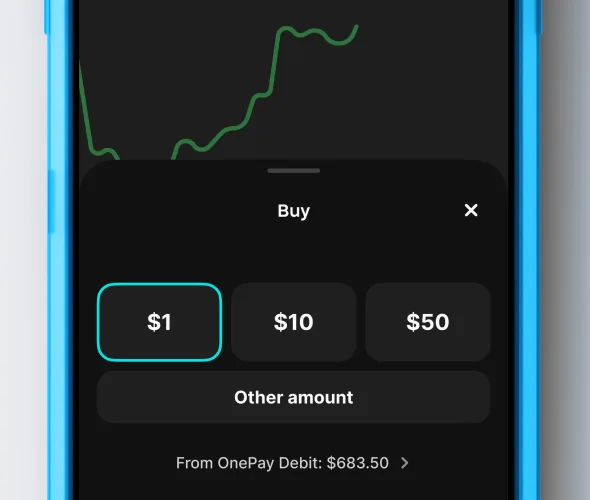 Mobile phone in blue case displays black screen with lighter black buttons. Buttons have white text. 