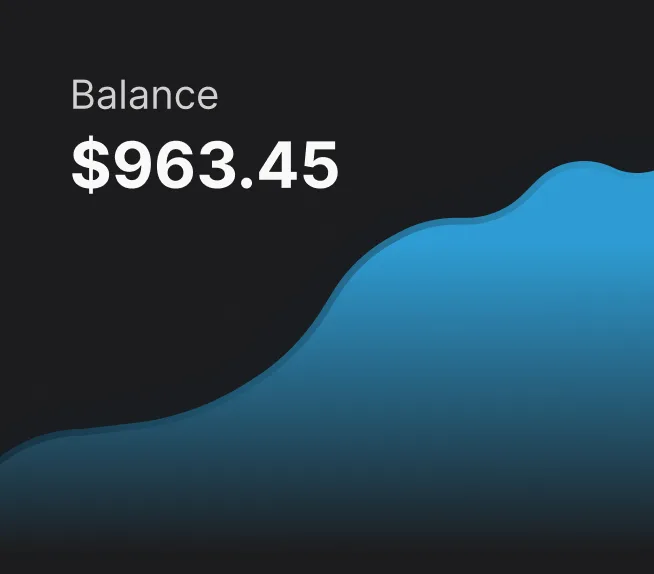 Line graph with the words “Balance: $963.45” above it.