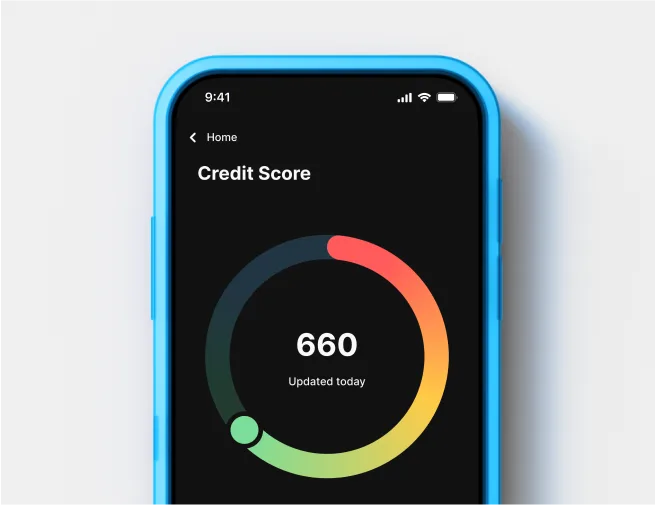 A phone showing a Credit Score screen.