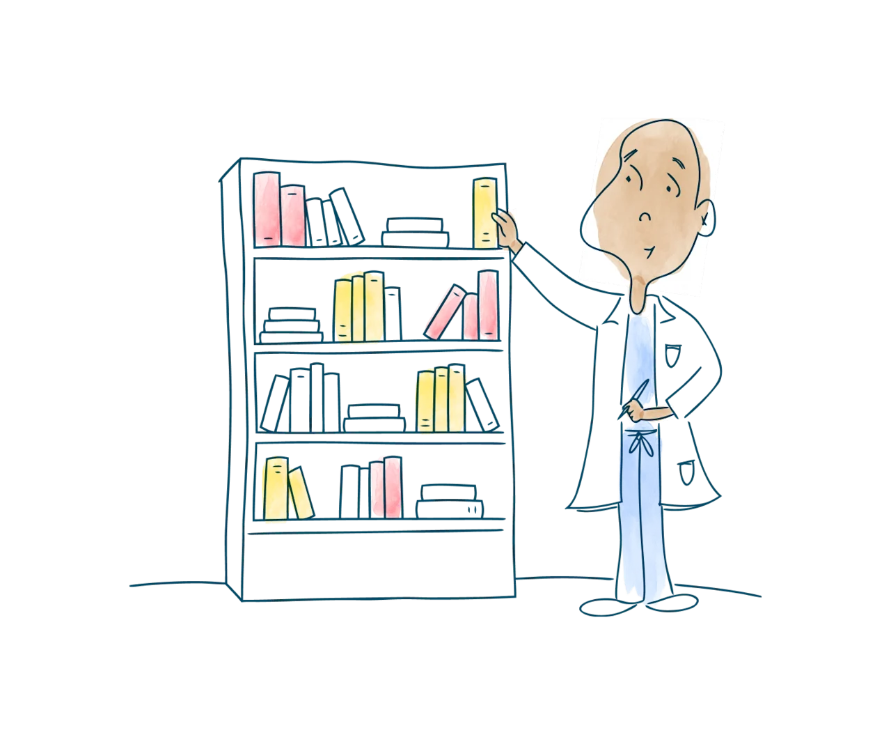 media-doctor-man-bookshelf-curated-resources-support-transplant-journey-d