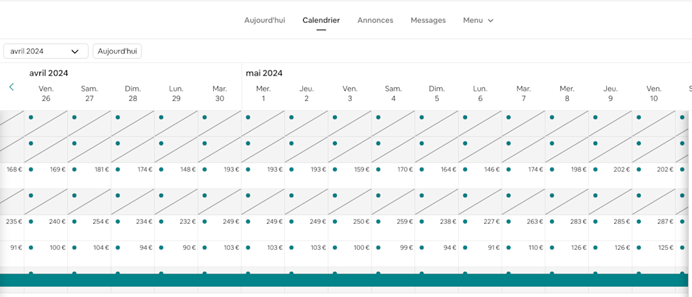Calendrier Pricing Airbnb