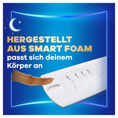 Always Binden aus Smart Foam passen sich dem Körper an, wie durch Fingerdruck auf das Material demonstriert wird.