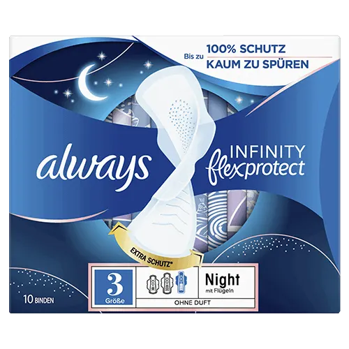 Always Infinity FlexProtect Night Damenbinden mit Flügeln (Größe 3)