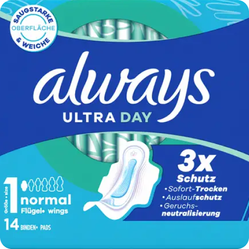 Always Ultra Tag Binden Normal (Größe 1) mit Flügeln