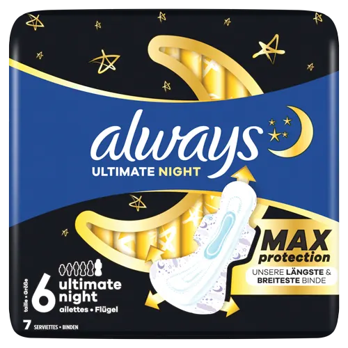 Always Ultimate Night (Größe 6) Damenbinden mit Flügeln