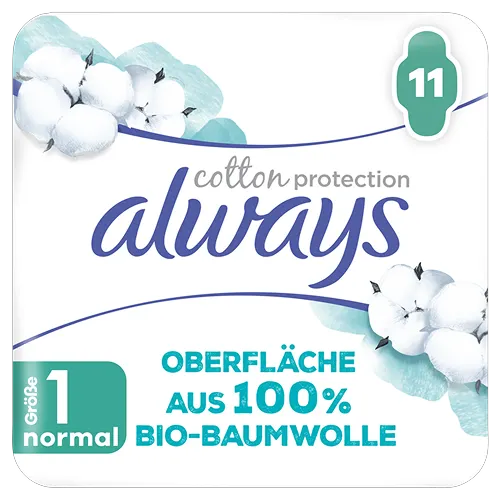Always Damenbinden Cotton Protection Tag Leichte/Mässige Periode Mit Flügeln 11 Stück