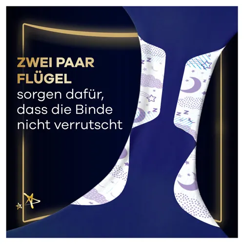 Zwei Paar Flügel sorgen dafür, dass die Always Ultimate Night Damenbinde nicht verrutscht