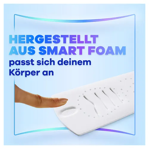 Finger hinterlässt Abdruck in der Always FlexProtect's Smart Foam, die sich deinem Körper anpasst.
