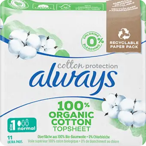 Always Ultra Cotton Protection Normal (Größe 1) Damenbinden mit Flügeln