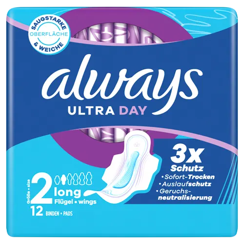 Always Ultra Lang (Größe 2) Damenbinden mit Flügeln