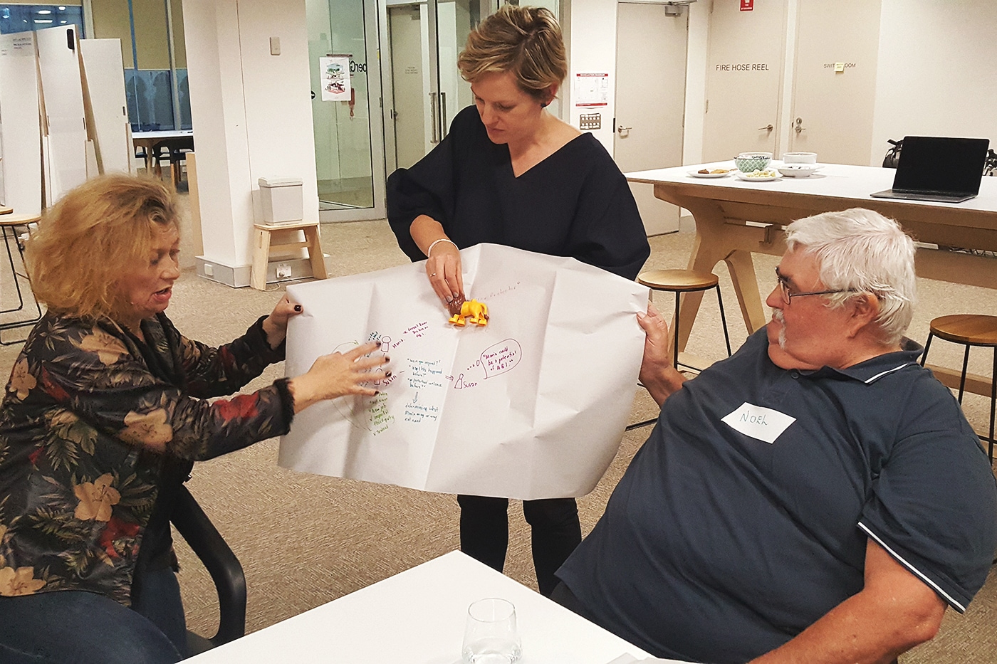 People with lived experience sharing back during a co-design workshop
