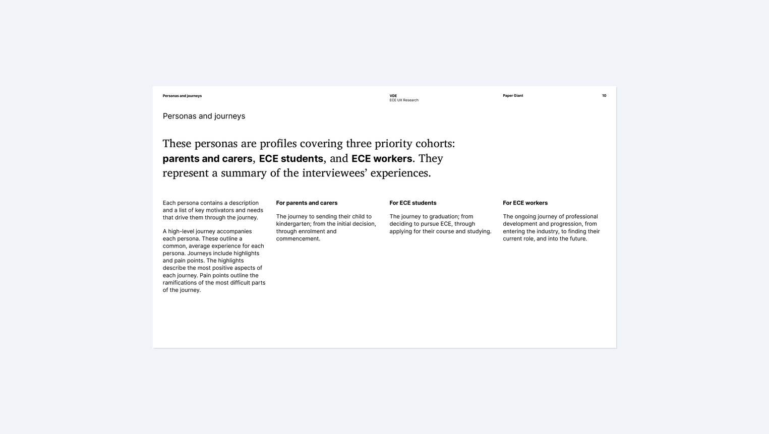 Overview of the three priority cohorts: parents and carers, ECE students, and ECE workers