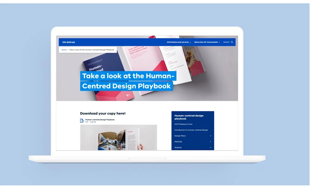 Screenshot of the HCD Playbook digital toolkit on vic.gov.au