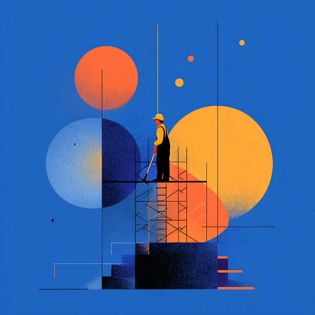 Abstract illustration depicting construction and building blocks, representing the Jobs to be Done framework