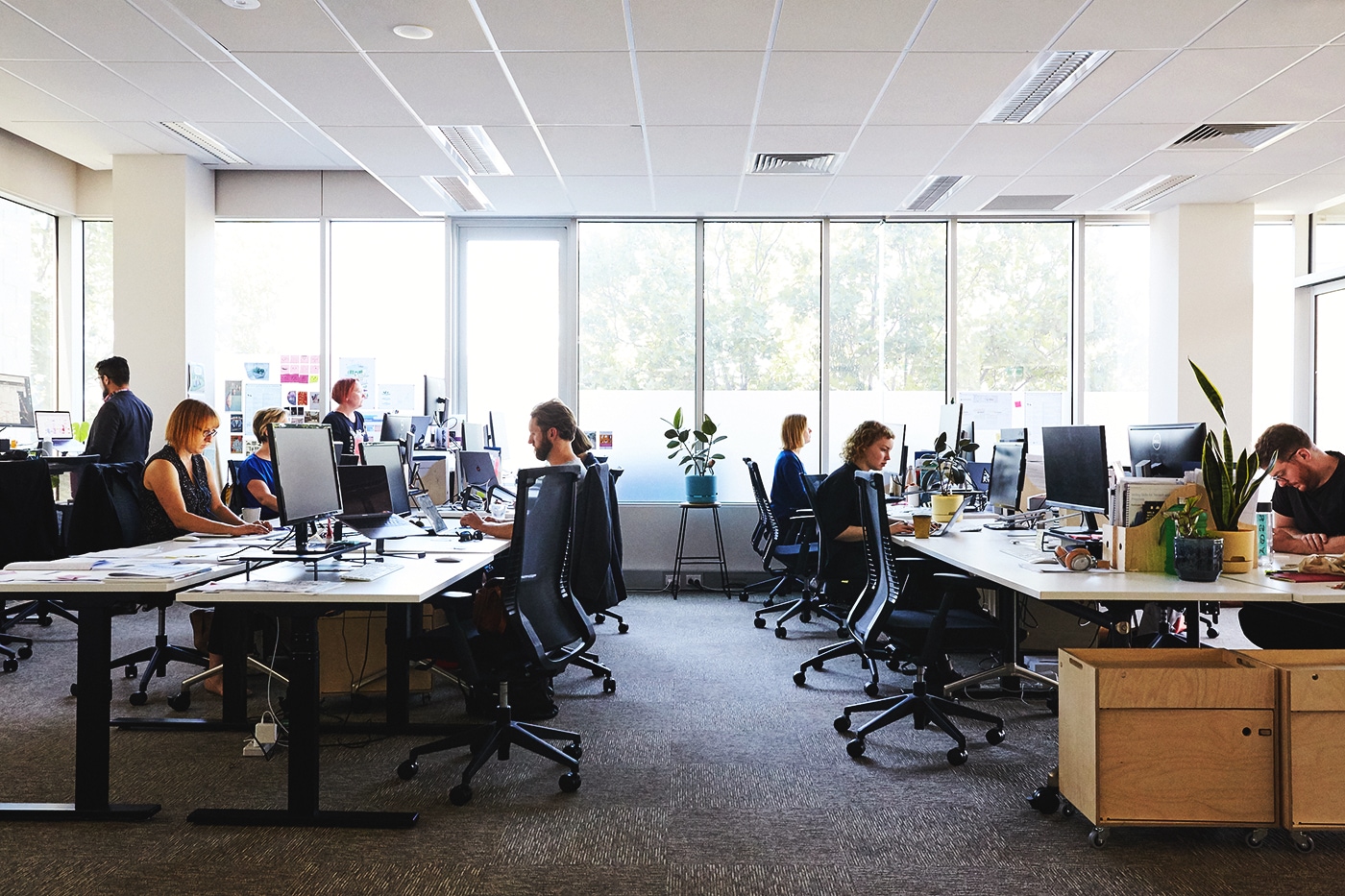 The desk space in the Paper Giant office