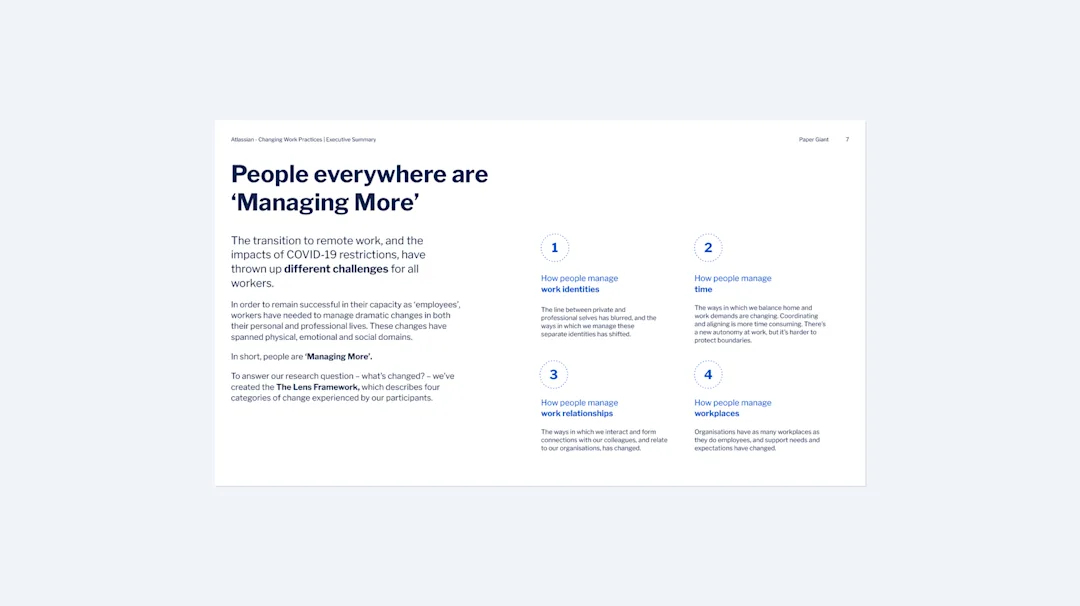 People everywhere are Managing More — the Lens Framework describes four categories of change workers navigate