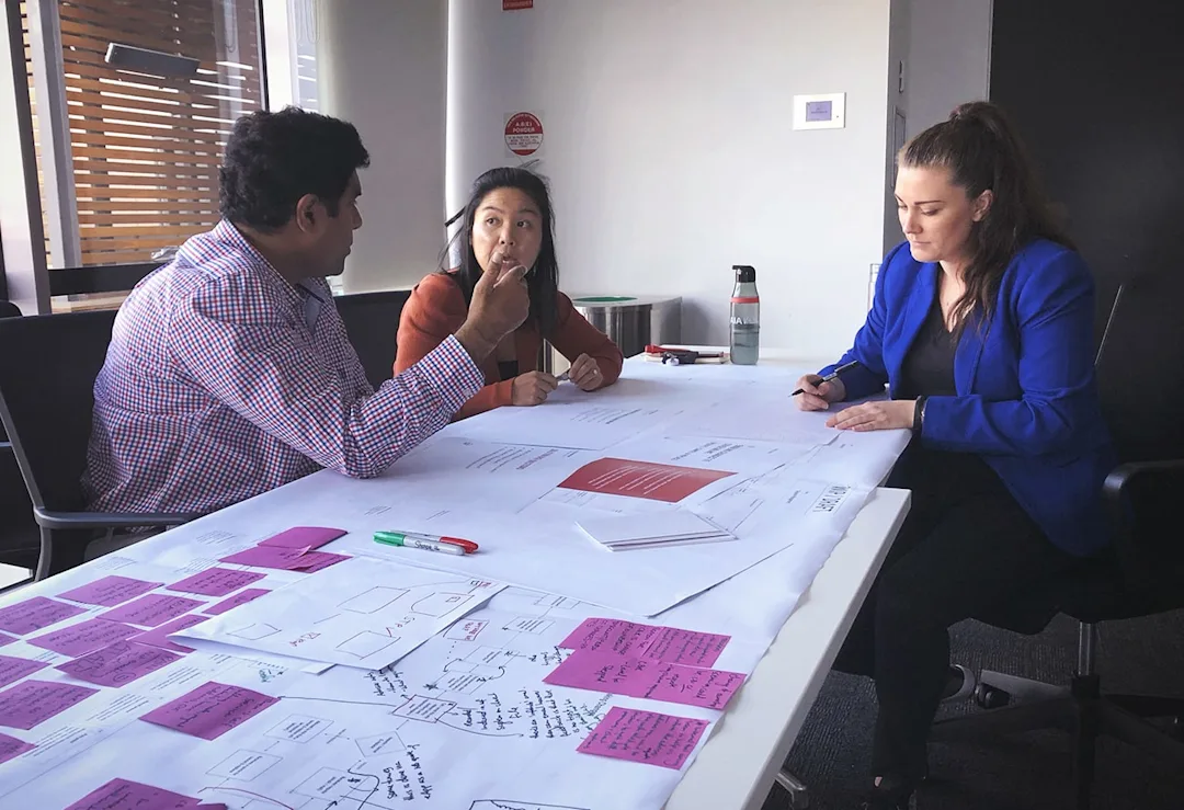 AIA Team members in planning sessions with Paper Giant team member