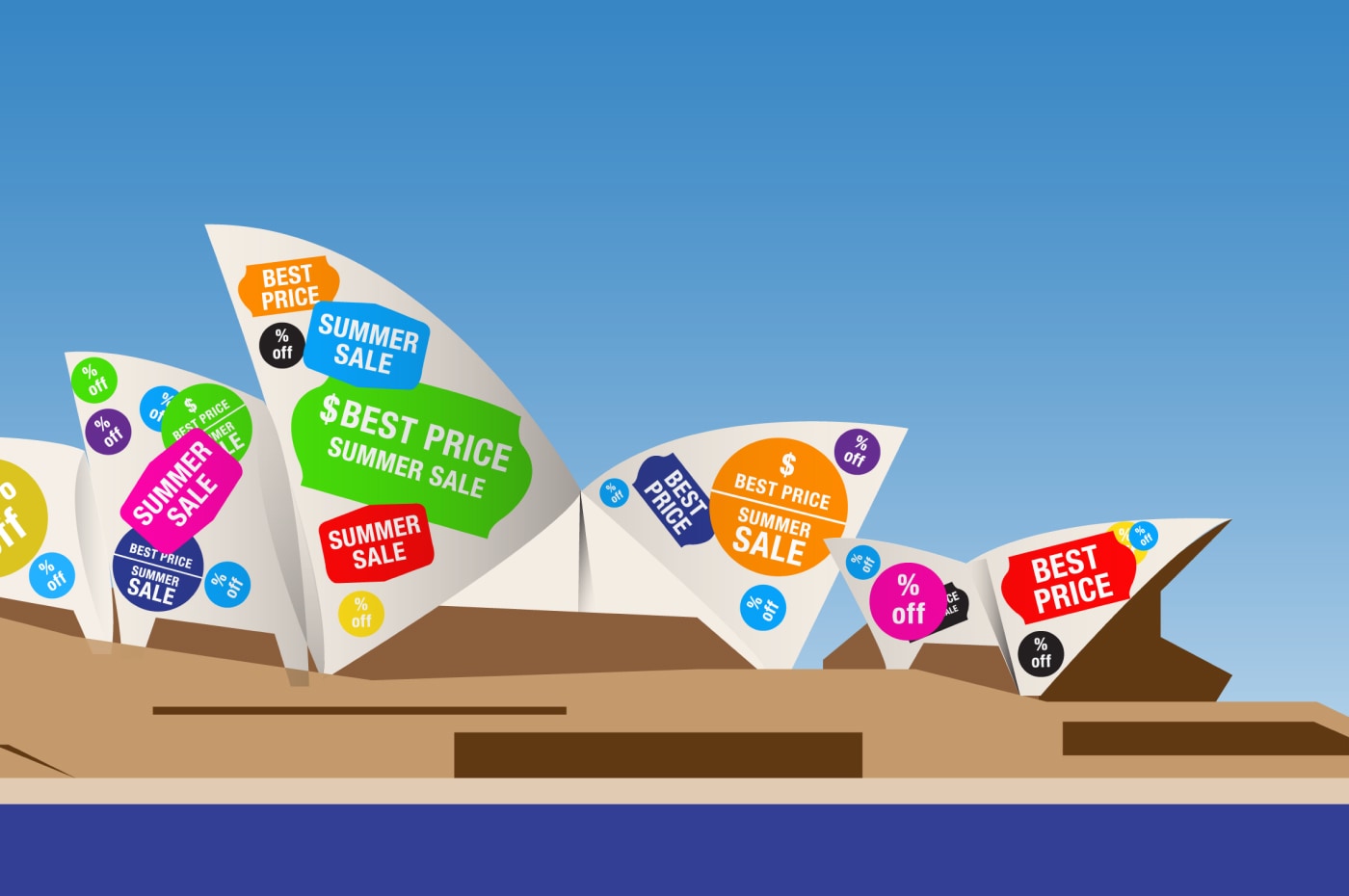 The Sydney Opera House covered in advertisements