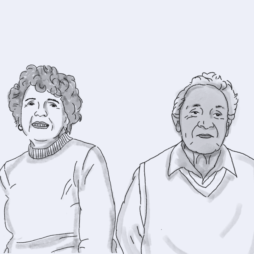 A sketch of an elder couple