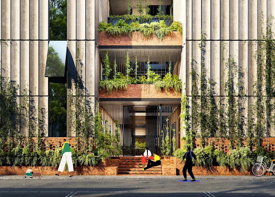 An exterior of the assemble community in Kensington, Melbourne