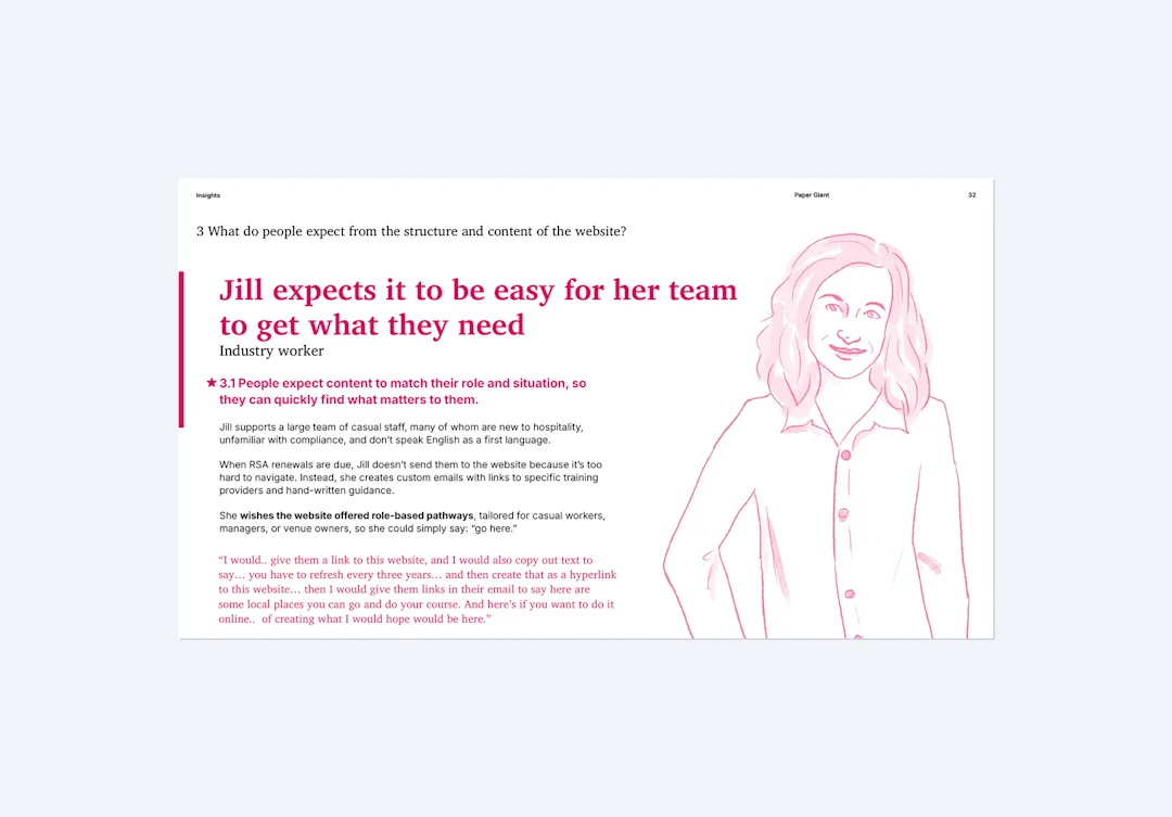 Persona case study: Jill, an industry worker who needs role-based pathways