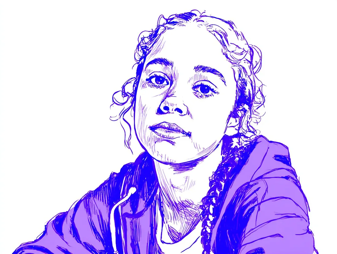 Hand-drawn illustration of Maya, a composite student persona