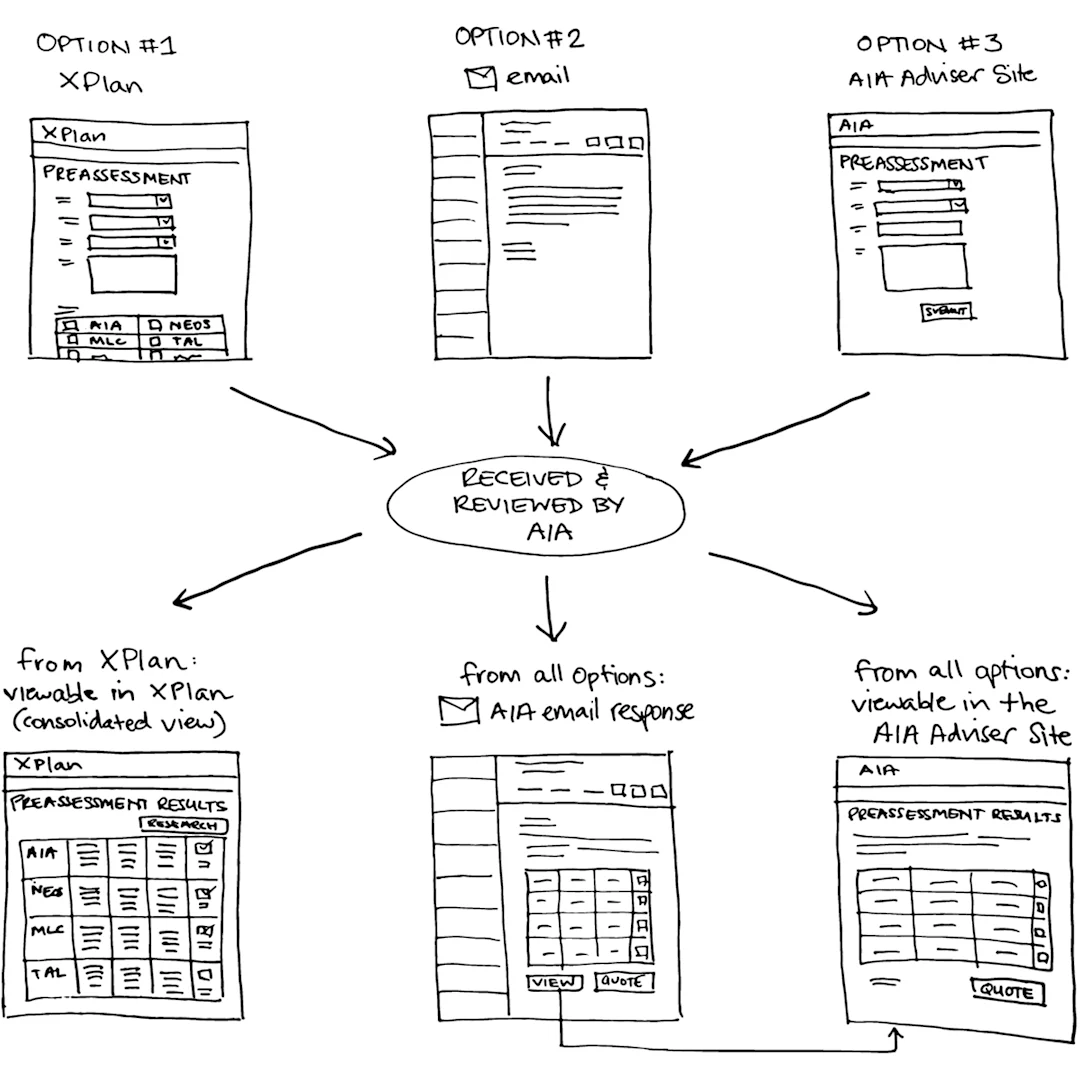 Sketched diagram of the AIA Preassessment Flow
