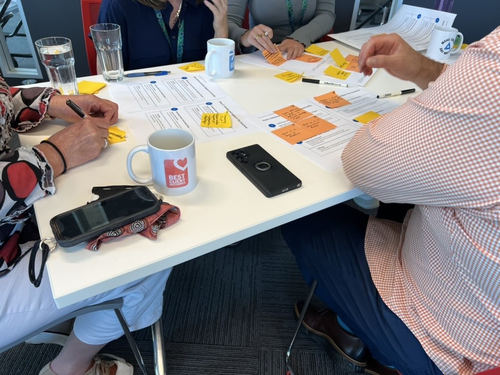 Stakeholders mapping information flows during a co-design workshop