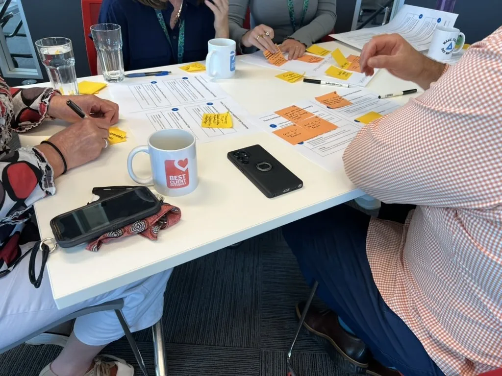 Stakeholders mapping information flows during a co-design workshop