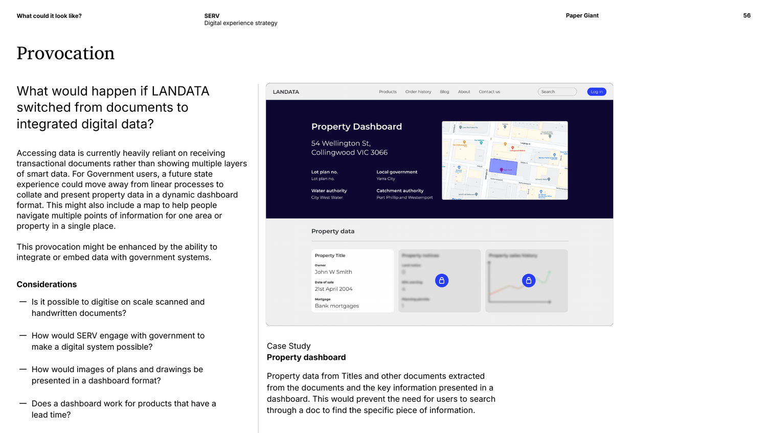 Strategic provocation exploring integrated digital property data dashboards