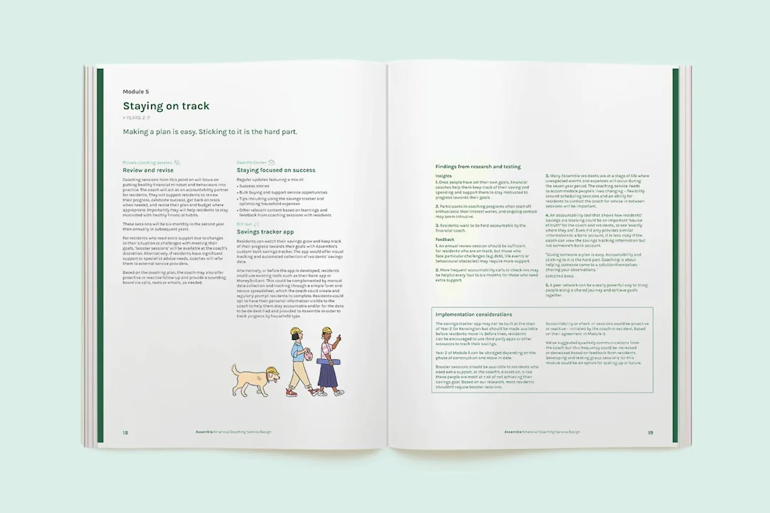 Spread from the report, titled "Staying on track"