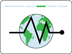 A visualisation showing a picture of a globe and a pulse running in front of it
