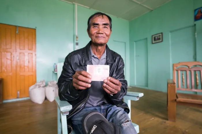 Citizen of Chin State, Myanmar, holding Citizenship Scrutiny Card