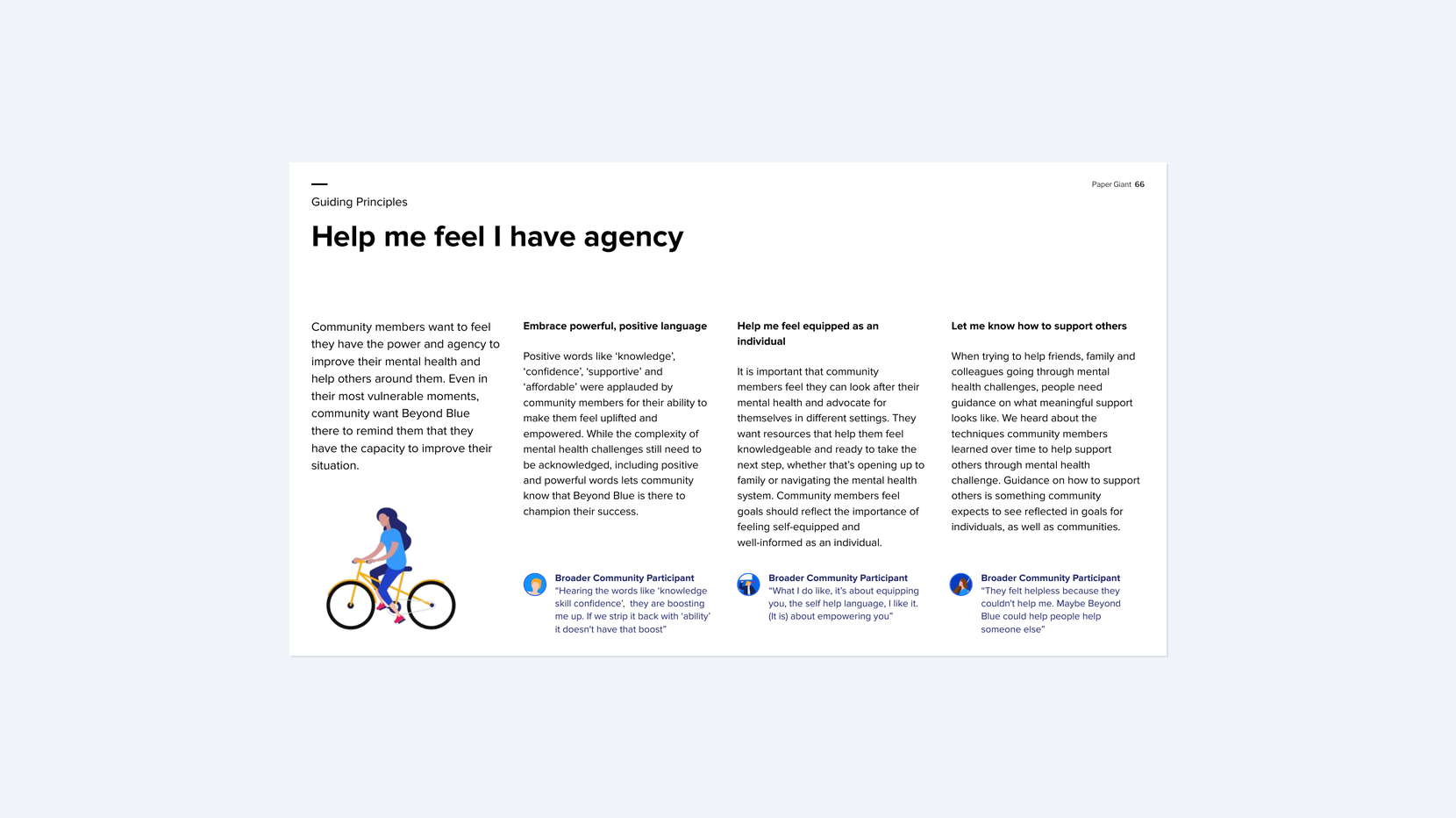 Guiding principle about using powerful language, equipping individuals, and supporting others